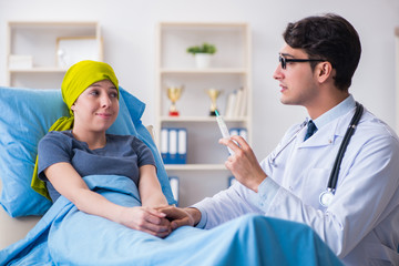 Cancer patient visiting doctor for medical consultation in clini