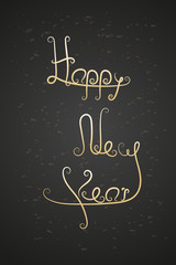 Fototapeta na wymiar Happy New Year. Lettering in golden colors with confetti.