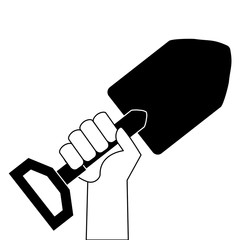 hand with gardening shovel isolated icon vector illustration design