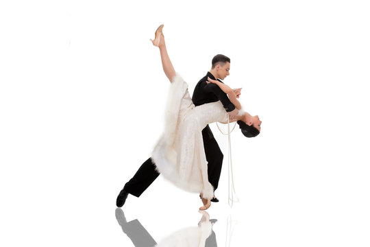 dance ballroom couple in a dance pose isolated on white background