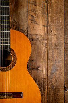 guitar in wood background