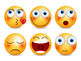 Set of emoji. Smileys vector set. Isolated vector illustration