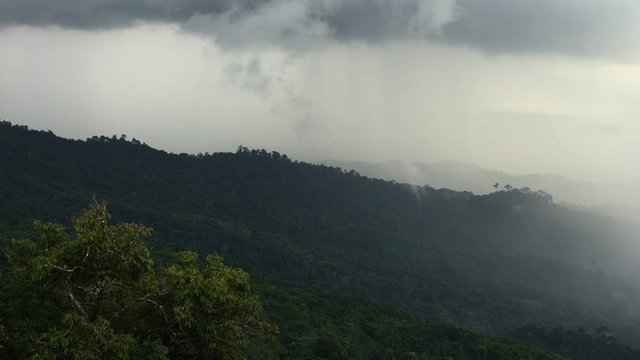 Rain cloud Cover the mountain rang at Phu Hin Rong Kla National Park , Thailand.