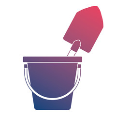 bucket with gardening shovel vector illustration design