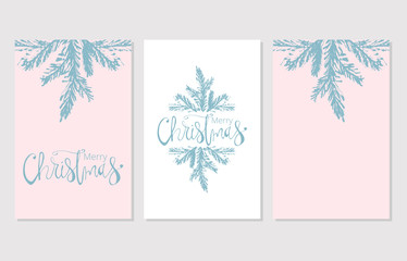 Set of Abstract Hand Drawn Universal brush Cards. Happy Holidays Christmas vector graphic background. Vector illustration