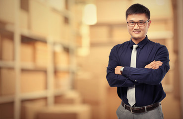 Blurred background of warehouse