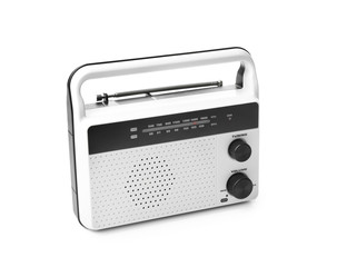 Modern radio on white background