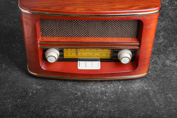 Stylish radio on grunge background