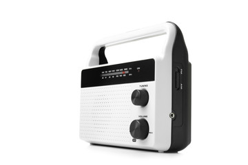 Modern radio on white background