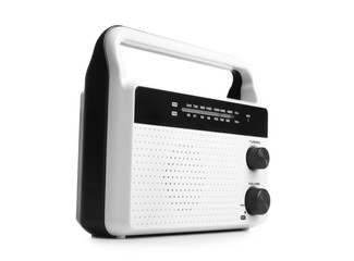 Modern radio on white background