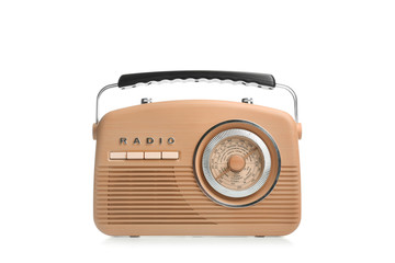 Stylish radio on white background