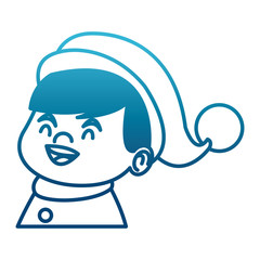 Cute boy face christmas cartoon
