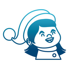 Cute girl face christmas cartoon