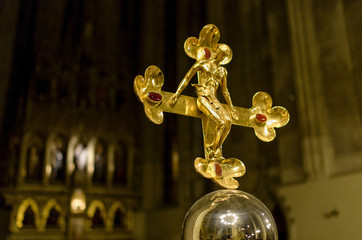 Fototapeta na wymiar Old medieval crucifix in Czech church