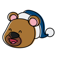 Bear christmas head cartoon