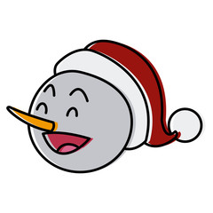 Snowman face christmas cartoon