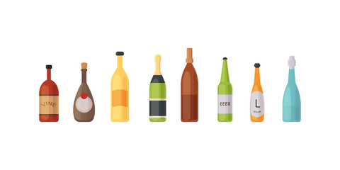 Set design alcohol bottles vector illustration