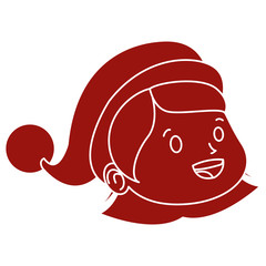 Cute girl face christmas cartoon