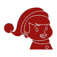 Cute boy face christmas cartoon