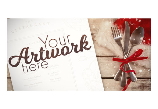 Holiday Menu Mockup with Decorative Cutlery