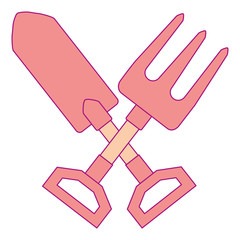 gardening shovel with rake vector illustration design