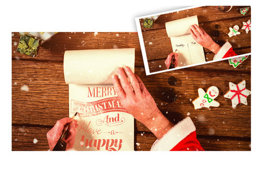 Santa Writing on Scroll Mockup