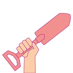 hand with gardening shovel isolated icon vector illustration design