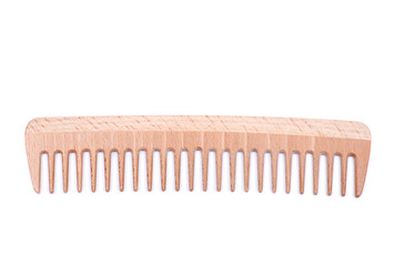 Anti static wooden comb isolated on white background