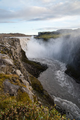 Landscape view of Dettifoss in Iceland, the most powerful waterfall in Europ. 
