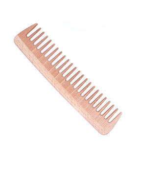 Anti static wooden comb isolated on white background