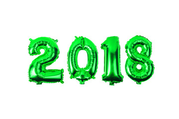 2018 numerals from balloons on a white background