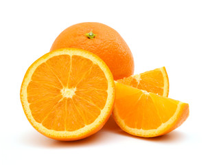 Orange fruit on the white background