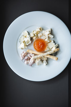 A plate with cheese