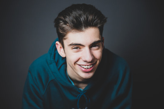 Portrait of a teenager with braces