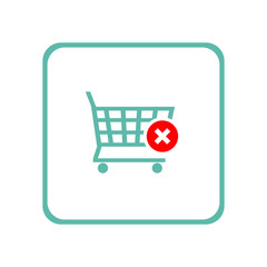 Shopping cart, supermarket trolley icon. Vector Illustration