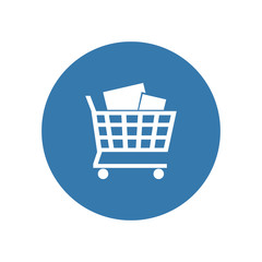 Shopping cart, supermarket trolley icon. Vector Illustration