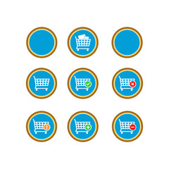 Shopping cart, supermarket trolley icon. Vector Illustration