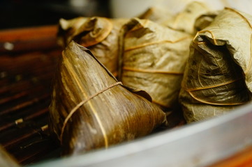 Traditional Chinese food: zongzi and glutinous rice chicken