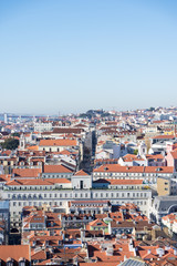 Fototapeta na wymiar Chiado, Baixa de Lisboa e Elevador Santa Justa, na cidade de Lisboa, Portugal. Dezembro de 2017