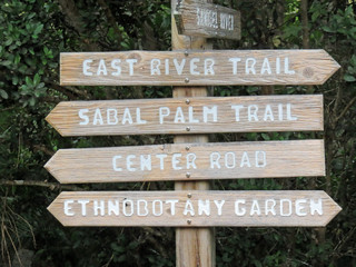 Signpost with Directions to Trails in Sanibel Captiva Conservation Foundation Florida