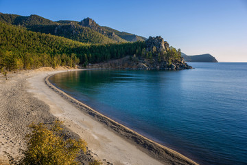 A small sandy bay on Lake Baikal