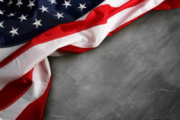 USA American flag on blackboard