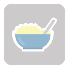 Bowl of porridge isolated on background. Vector