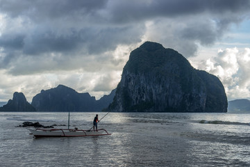 Beautiful sunset  in El Nido, Palawan island, Philippines