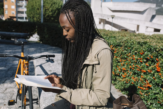 Female reading book