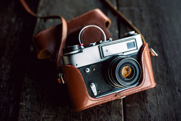 Close-up of vintage camera