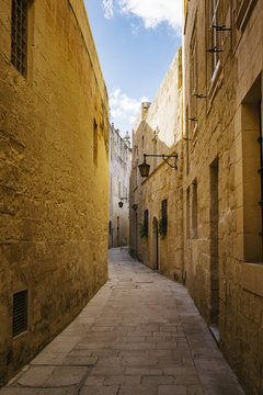 Old narrow street in Mdina, Malta