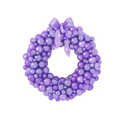 Purple elegant Christmas wreath deocation with gold bow