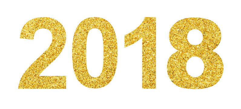 Gold glitter texture 2018 isolated on white background merry christmas happy new year element phto object design
