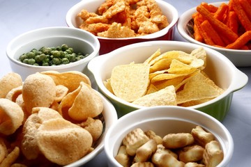 Assorted chips and junk food